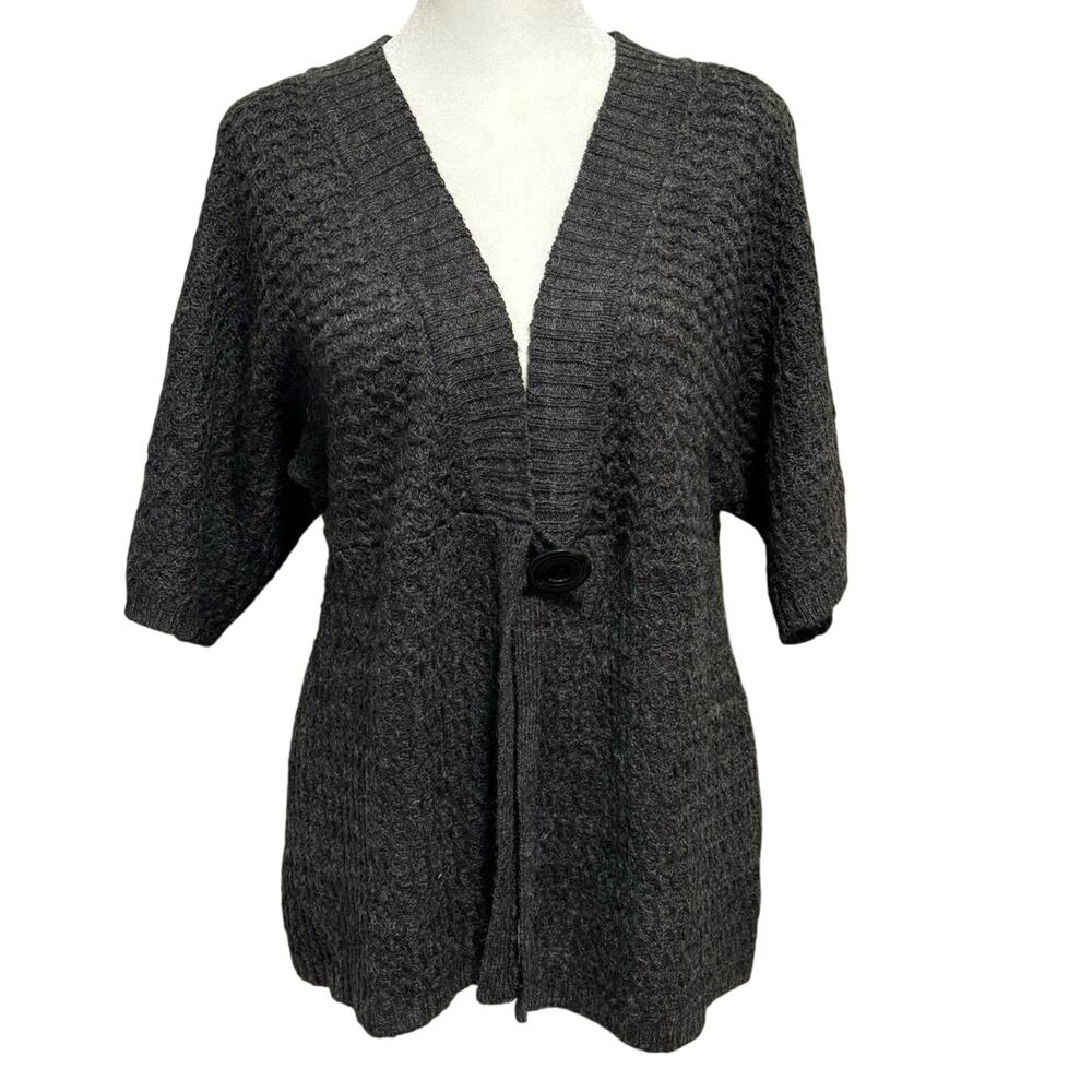 Nomadic Traders Size L Cardigan Sweater Wool Mohair Charcoal Grey Gray